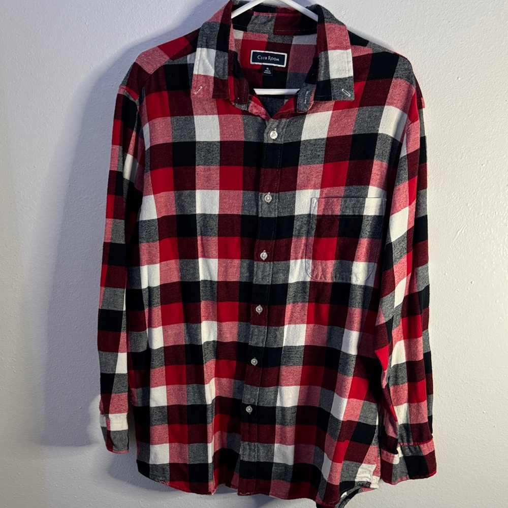 Club Room Red and Black Plaid Shirt